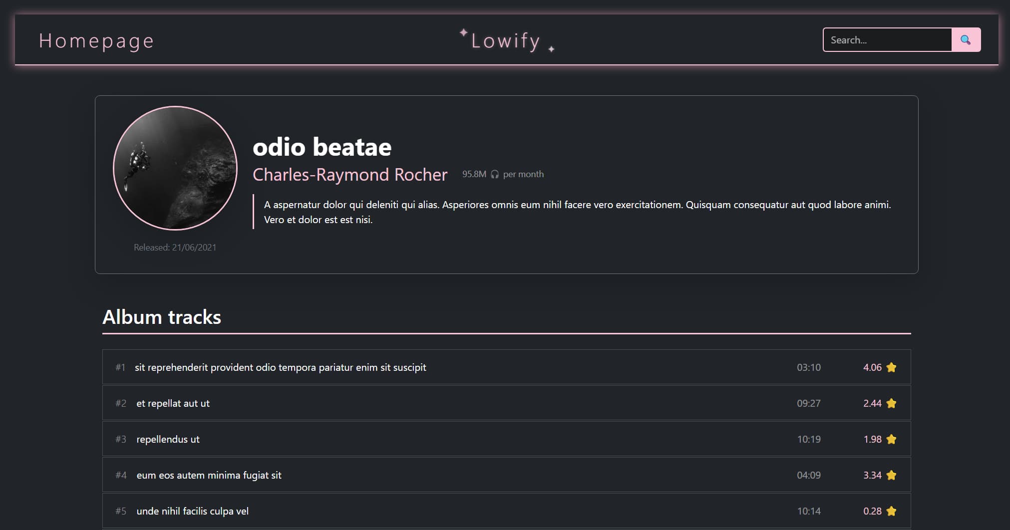 Lowify Album View Screenshot